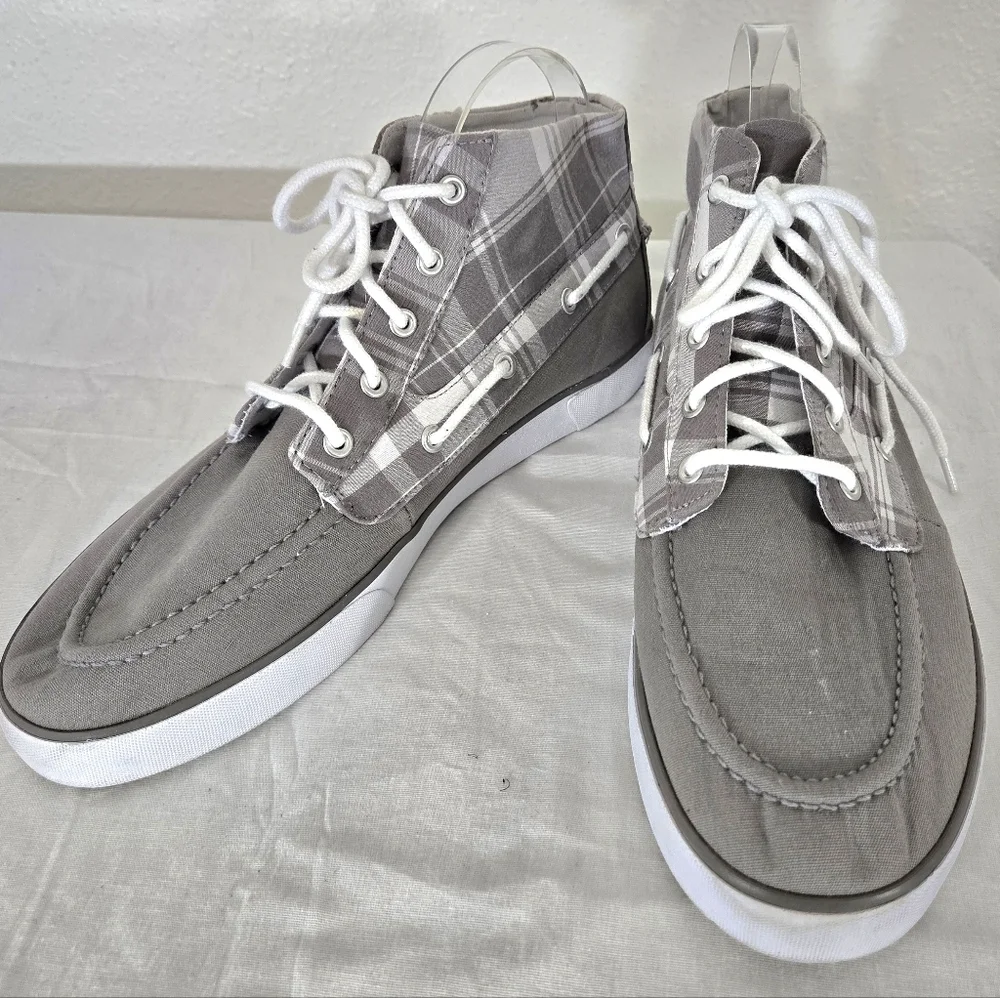 Polo Ralph Lauren Men's Lander Chukka Gray/Gray Plaid Canvas Boots Shoes, 10 D